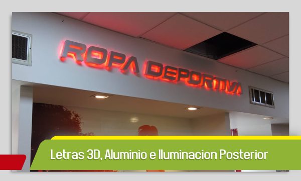 Letras 3D Aluminio, Iluminación Posterior