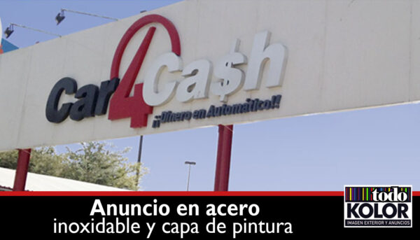 ANUNCIO EN ACERO INOXIDABLE Y CAPA DE PINTURA