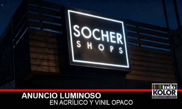 ANUNCIO LUMINOSO EN ACRÍLICO Y VINIL OPACO.