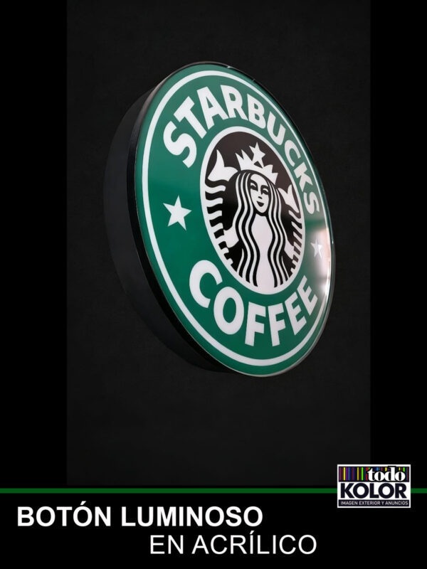 BOTÓN LUMINOSO DE ACRÍLICO PARA CAFETERÍAS
