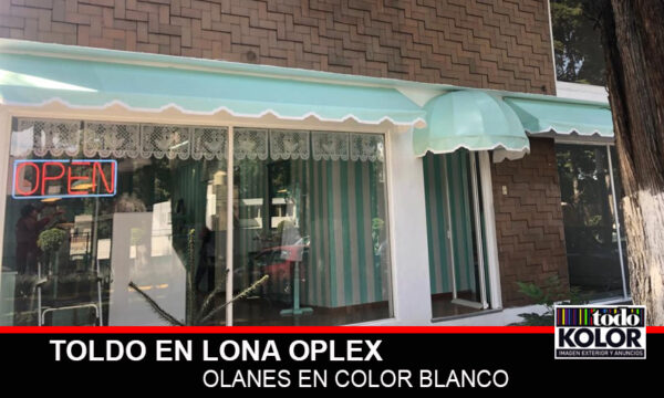 TOLDO EN LONA OPLEX CON OLANES DISEÑO PERSONALIZADO