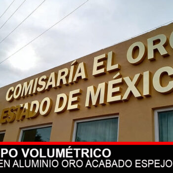 Letras 3D Comisaría en aluminio oro espejo con iluminación led para fachada Estado de México