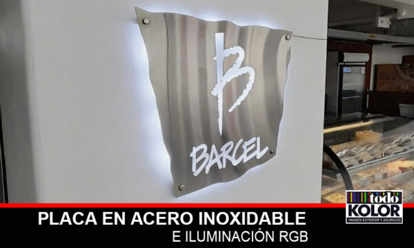 PLACA DE ACERO INOXIDABLE E ILUMINACIÓN RGB